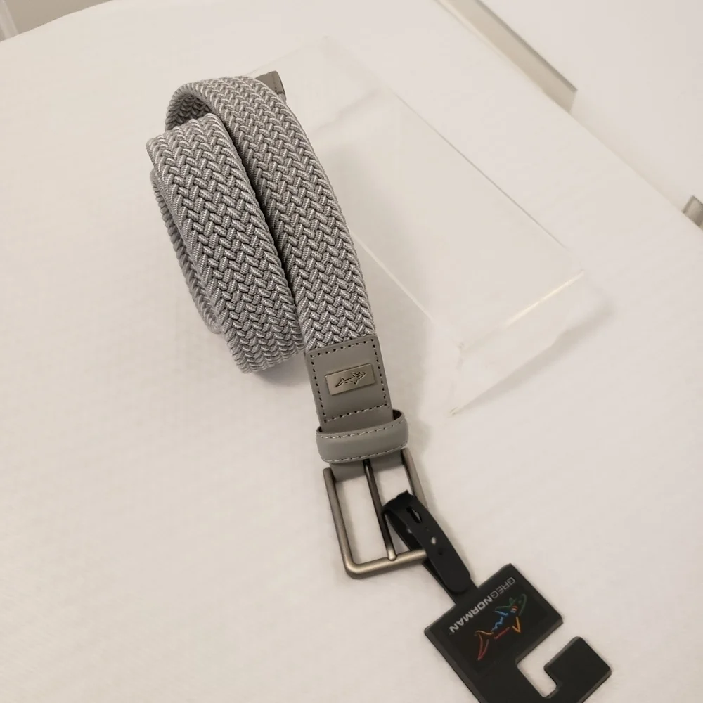NWT Greg Norman Two Tone Braided Stretch Belt Size 44, Retail $40, Athlesiure